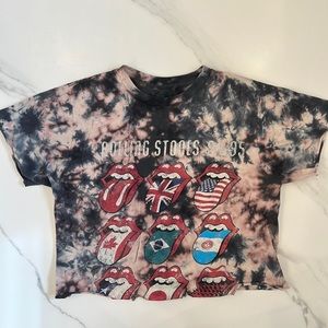 Relaxed Fit Rolling Stones Cropped Tie Dye Tee